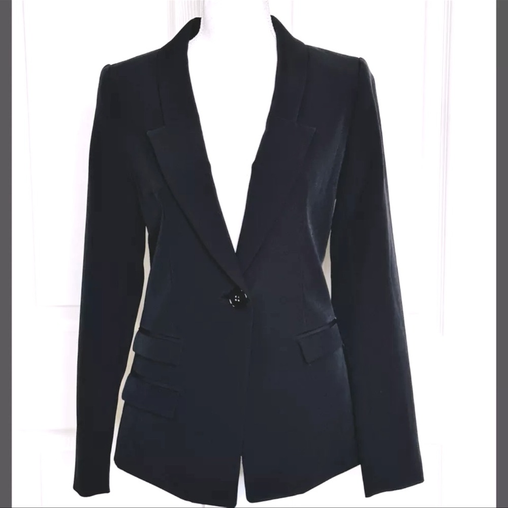NWT Italy Milly single button blazer black size 0 Pockets $450 made in U…